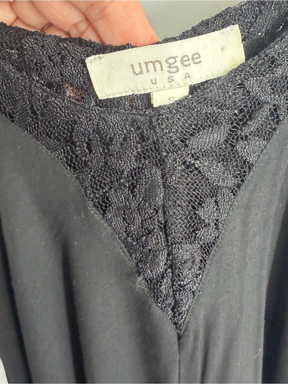 Umgee Black LBD Babydoll Asymmetrical Lace Slip Dress - Picture 10 of 13